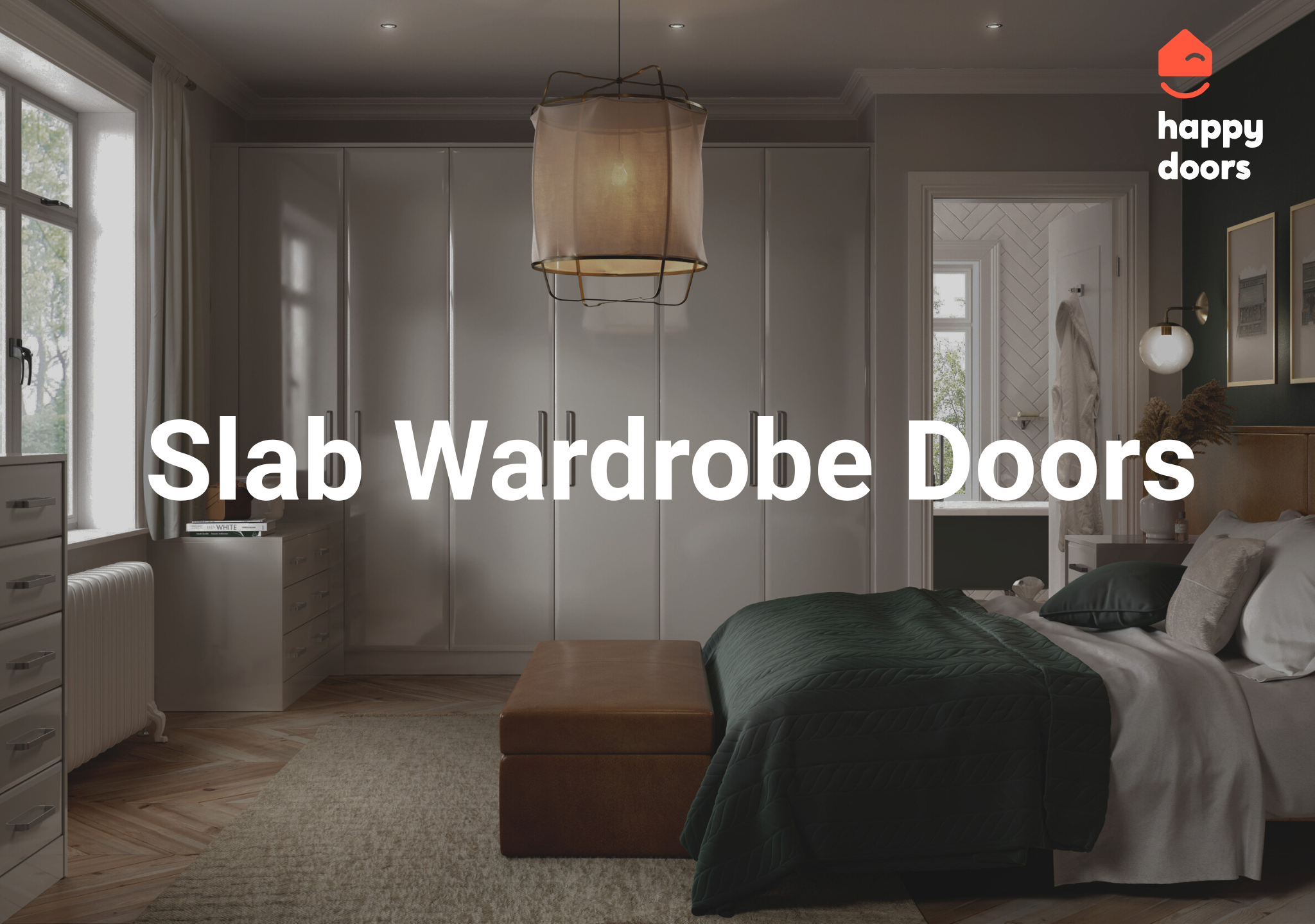 Modern slab wardrobe doors in gloss cashmere